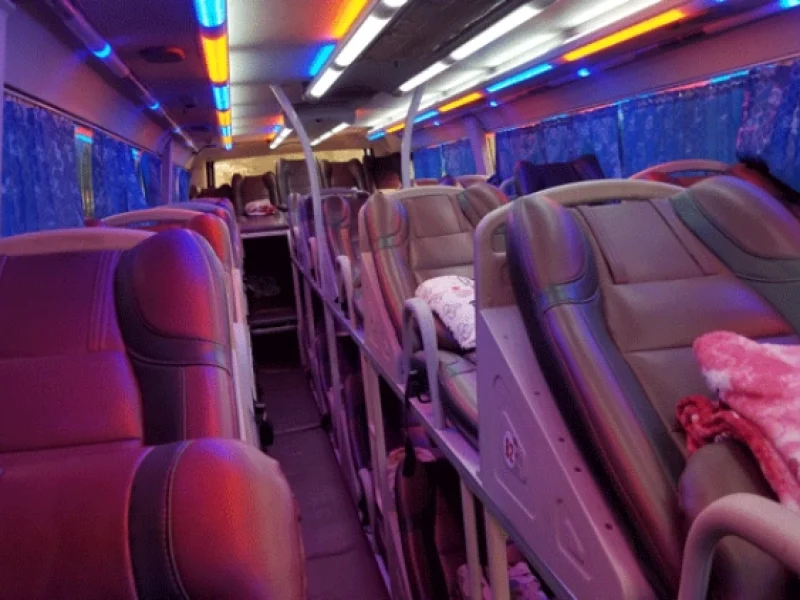 Comfortable beds on the overnight bus from Ha Giang