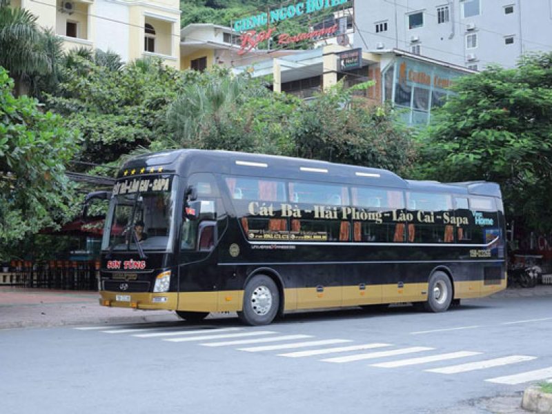 Direct sleeper bus from Sapa to Cat Ba crossing Tan Vu sea bridge