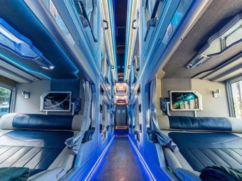 sleeper bus from cat ba - ninh binh - hue .